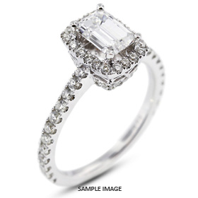 18k White Gold Vintage Style Engagement Ring with Halo with 1.98 Total Carat D-VS2 Emerald Diamond