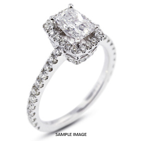 18k White Gold Vintage Style Engagement Ring with Halo with 3.46 Total Carat I-SI2 Rectangular Radiant Diamond