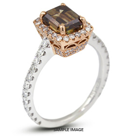 18k Pink Gold#White Gold Vintage Style Engagement Ring with Halo with 3.01 Total Carat Brown-SI1 Emerald Diamond