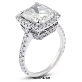 18k White Gold Vintage Style Engagement Ring with Halo with 5.40 Total Carat I-SI2 Rectangular Radiant Diamond