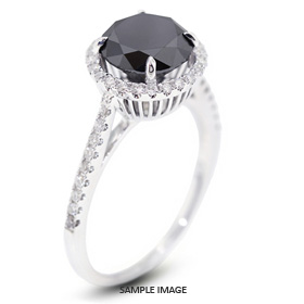 18k White Gold Accents Engagement Ring with 2.45 Total Carat Black Round Diamond