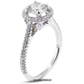 18k White Gold Two-Diamonds Row Engagement Ring with 2.14 Total Carat H-SI1 Round Diamond