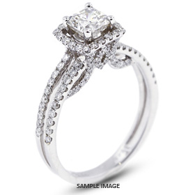 18k White Gold Split Twist Shank Engagement Ring with 2.03 Total Carat G-VS2 Princess Diamond