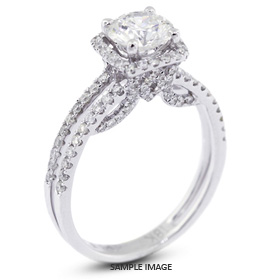 18k White Gold Split Twist Shank Engagement Ring with 1.96 Total Carat E-SI1 Round Diamond
