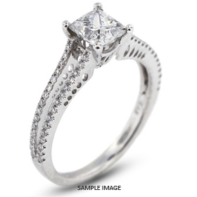 18k White Gold Split Twist Shank Engagement Ring with 1.50 Total Carat G-SI2 Square Radiant Diamond
