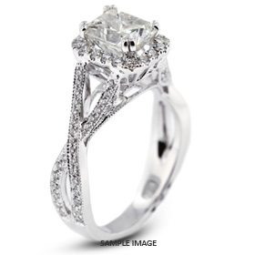 18k White Gold Split Twist Shank Engagement Ring with 1.67 Total Carat J-SI2 Rectangular Radiant Diamond