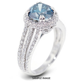 18k White Gold Split Shank Engagement Ring with 3.68 Total Carat Blue-SI2 Round Diamond