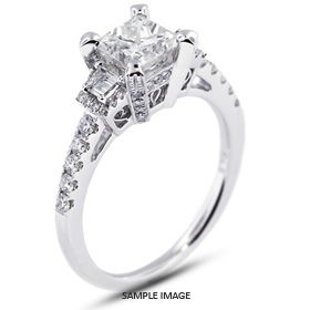 18k White Gold Accents Engagement Ring with 1.75 Total Carat F-SI2 Princess Diamond