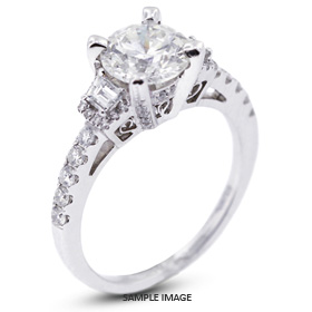 18k White Gold Three-Stone Engagement Ring with 2.29 Total Carat G-SI1 Round Diamond