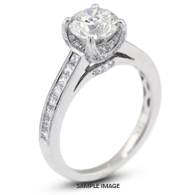 18k White Gold Engagement Ring with Milgrains with 2.98 Total Carat F-SI2 Round Diamond
