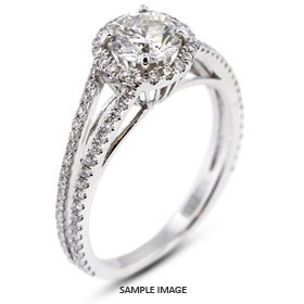 18k White Gold Split Shank Engagement Ring with 1.18 Total Carat H-SI3 Round Diamond