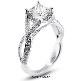 18k White Gold Split Twist Shank Engagement Ring with 2.17 Total Carat G-VS2 Princess Diamond