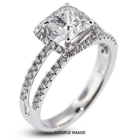 18k White Gold Split Shank Engagement Ring with 2.65 Total Carat K-SI2 Square Radiant Diamond