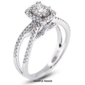 18k White Gold Split Shank Engagement Ring with 1.59 Total Carat J-SI2 Rectangular Radiant Diamond