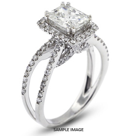 18k White Gold Split Shank Engagement Ring with 2.33 Total Carat H-SI2 Rectangular Radiant Diamond