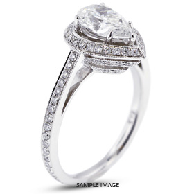 18k White Gold Semi-Mount Engagement Ring with Milgrains with Diamonds (0.72ct. tw.)
