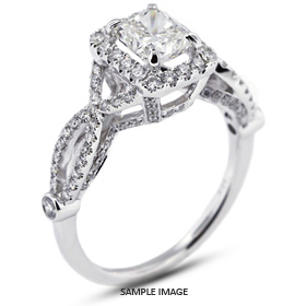 18k White Gold Split Twist Shank Engagement Ring with 2.30 Total Carat G-SI2 Rectangular Radiant Diamond