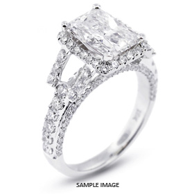 18k White Gold Accents Engagement Ring with 3.36 Total Carat I-SI2 Rectangular Cushion Diamond