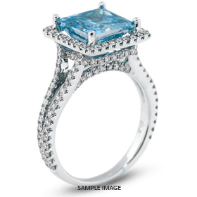 18k White Gold Split Shank Engagement Ring with 2.60 Total Carat Blue-SI1 Princess Diamond