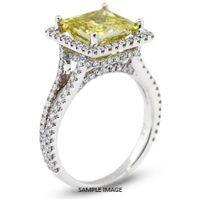 18k White Gold Split Shank Engagement Ring with 3.14 Total Carat Yellow-SI1 Princess Diamond