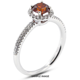 18k White Gold Two-Diamonds Row Engagement Ring with 1.02 Total Carat Red-SI1 Round Diamond