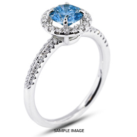18k White Gold Two-Diamonds Row Engagement Ring with 1.10 Total Carat Blue-SI2 Round Diamond