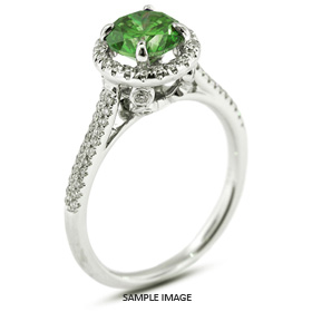 18k White Gold Two-Diamonds Row Engagement Ring with 0.99 Total Carat Green-SI2 Round Diamond