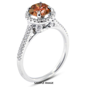 18k White Gold Two-Diamonds Row Engagement Ring with 1.21 Total Carat Red-SI1 Round Diamond