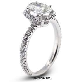 18k White Gold Two-Diamonds Row Engagement Ring with 1.59 Total Carat I-VS2 Oval Diamond