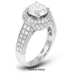18k White Gold Engagement Ring with Milgrains with 5.20 Total Carat I-SI1 Round Diamond