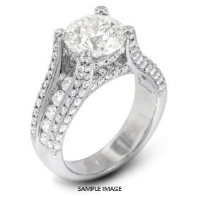 18k White Gold Engagement Ring with Milgrains with 4.40 Total Carat J-SI1 Round Diamond