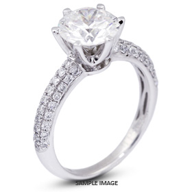 18k White Gold Three-Diamonds Row Engagement Ring with 2.66 Total Carat H-VS2 Round Diamond