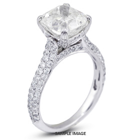 18k White Gold Three-Diamonds Row Engagement Ring with 4.70 Total Carat E-SI2 Square Radiant Diamond