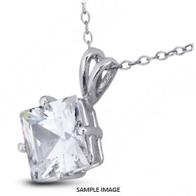 14k White Gold Classic Style Solitaire Pendant 3.52 carat D-SI1 Princess Cut Diamond