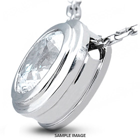 18k White Gold Solid Style Solitaire Pendant 0.78 carat E-SI1 Oval Shape Diamond
