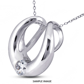 18k White Gold Solid Style 'U' Shape Style Solitaire Pendant 0.72 carat D-SI1 Round Brilliant Diamond