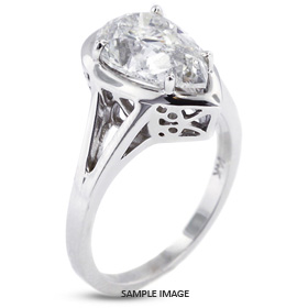 14k White Gold Cocktail Style Solitaire Ring with 3.26 Carat H-SI3 Pear Diamond