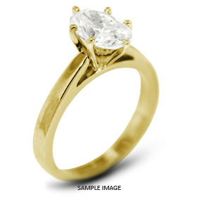 18k Yellow Gold Classic Style Solitaire Ring with 1.16 Carat F-VS2 Oval Diamond