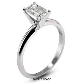 14k White Gold Classic Style Solitaire Ring with 1.01 Carat D-VS2 Emerald Diamond