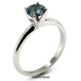 14k White Gold Classic Style Solitaire Ring with 1.25 Carat Blue-I1 Round Diamond