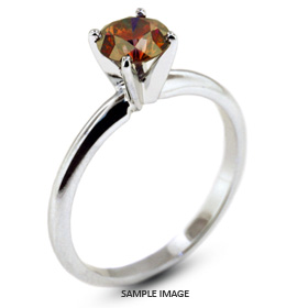 14k White Gold Classic Style Solitaire Ring with 0.85 Carat Red-SI1 Round Diamond