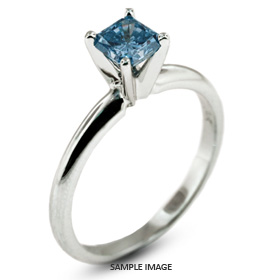14k White Gold Classic Style Solitaire Ring with 2.15 Carat Blue-SI2 Square Radiant Diamond