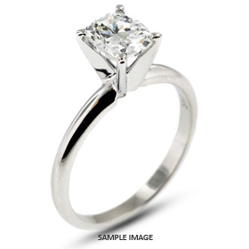 14k White Gold Classic Style Solitaire Ring with 1.87 Carat F-SI2 Rectangular Cushion Diamond