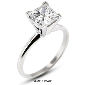 18k White Gold Classic Style Solitaire Ring with 1.95 Carat H-SI2 Princess Diamond