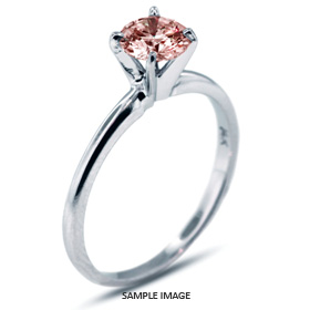 14k White Gold Classic Style Solitaire Ring with 0.53 Carat Pink-SI1 Round Diamond