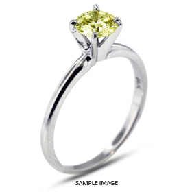 14k White Gold Classic Style Solitaire Ring with 1.73 Carat Yellow-SI2 Round Diamond