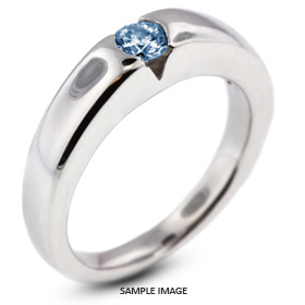14k White Gold Tension Style Solitaire Ring with 0.72 Carat Blue-SI2 Round Diamond
