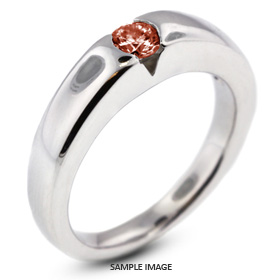 14k White Gold Tension Style Solitaire Ring with 0.71 Carat Red-SI1 Round Diamond