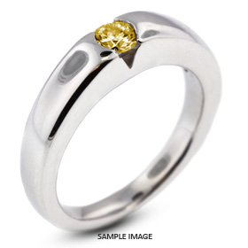 14k White Gold Tension Style Solitaire Ring with 0.76 Carat Yellow-SI3 Round Diamond