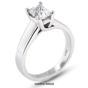 14k White Gold Trellis Style Solitaire Ring with 2.05 Carat K-SI2 Rectangular Radiant Diamond